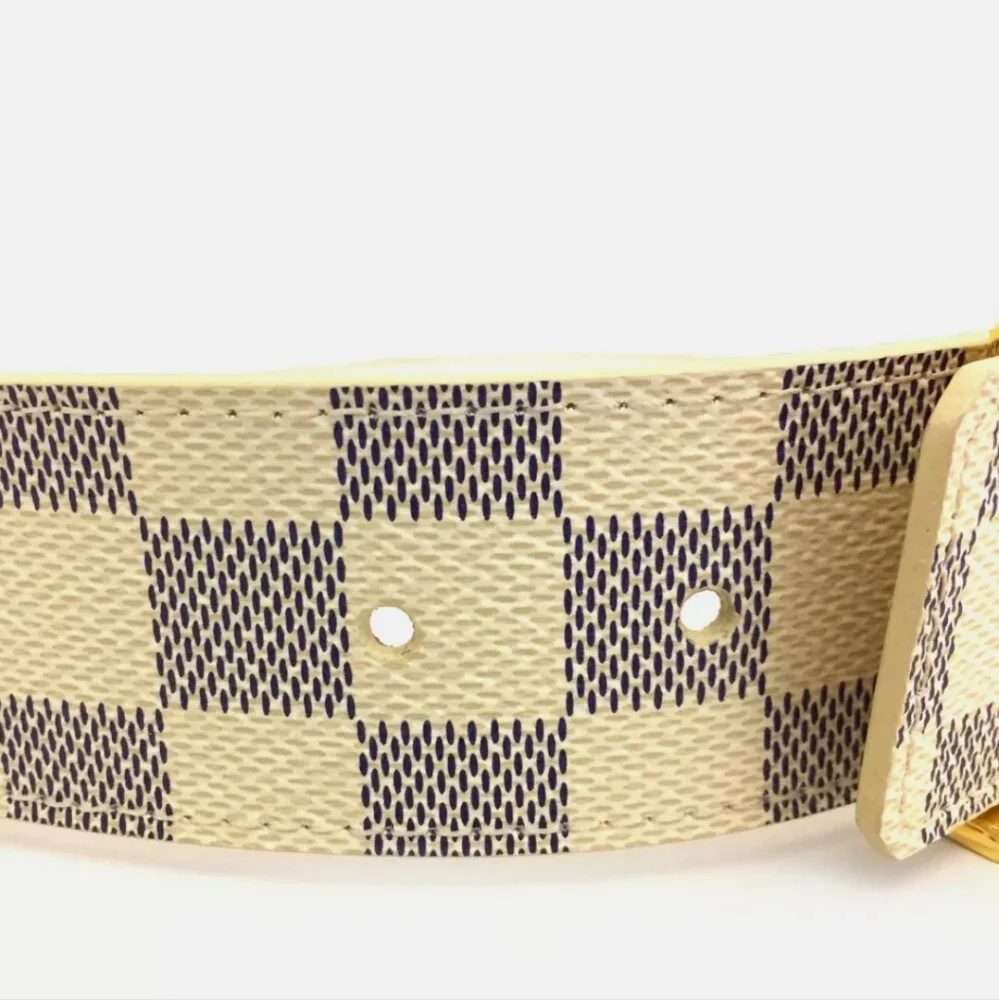 LOUIS VUITTON DAMIER AZUR INTRALES LV SAINT TULLE WHITE MENS BELT /N2483 - Picture 6 of 10